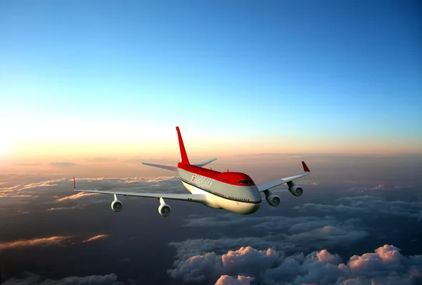 Avión sobre las nubes — Foto de Stock