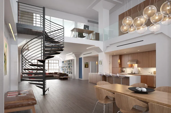 Modern Loft and kitchen — Stock Photo, Image