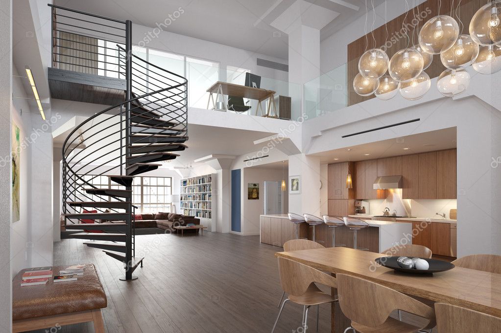 Moderne loft — stockfoto © nitzman #40454869 Met woonkamer