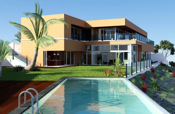 Modern house with pool — Stock Photo, Image