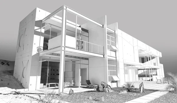 Wireframe casa — Foto Stock