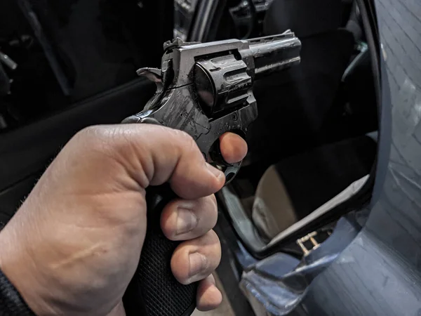 Big Black Pistol Old Revolver Pistol Auto — Stock Photo, Image