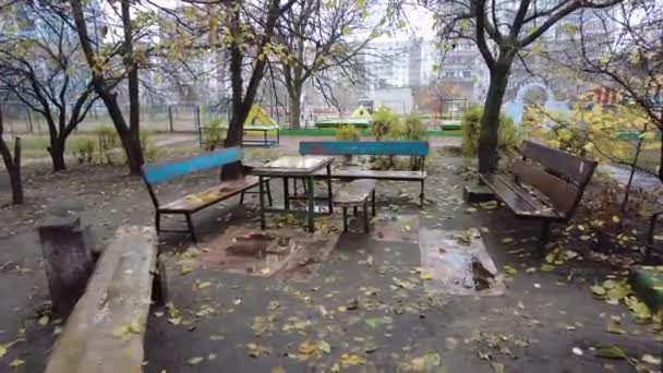 Endroit Pour Détendre Dans Parc Bancs Bois Table Bancs Dans — Video