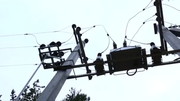 Lignes Transport Électricité Poteaux Fils Électriques Lignes Électriques Haute Tension — Video