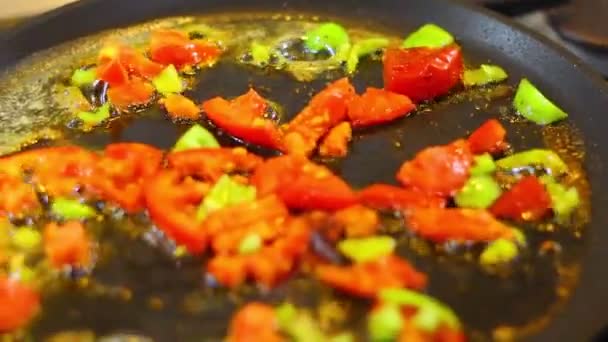 Różne Posiekane Warzywa Różne Posiekane Warzywa Dynia Kapusta Czerwony Pieprz — Wideo stockowe