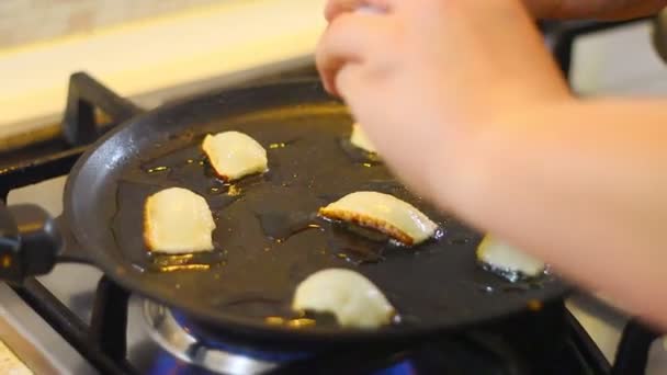 Slices Bacon White Lard Chunks Salted Bacon Dark Background Healthy — Stok Video