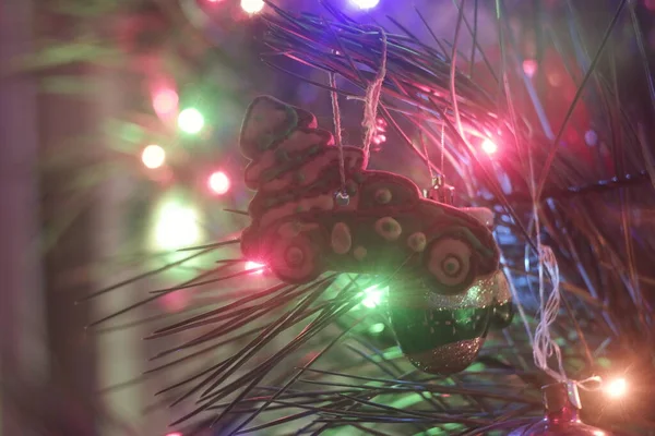 Újévi Ünnepek Ünnepi Hangulat Karácsony Újév Díszítés Karácsonyfához Játékok Ajándékok — Stock Fotó