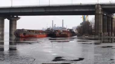 Suyla birlikte kış manzarası. Panorama Gölü 'nün önünde, bulutlu gökyüzünün ve etrafındaki ağaçların ayna etkisi. Sakin su ve ağaçların ve gökyüzünün yansımaları. Saf kuzey doğası..