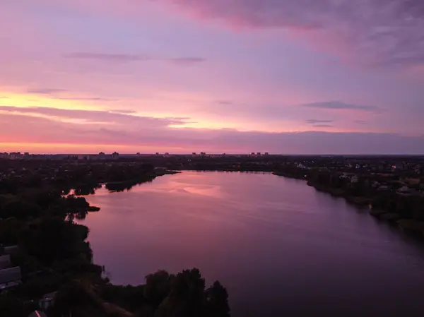 Природний Ландшафт Водою Захід Сонця Схід Сонця Воді Прекрасна Річка — стокове фото