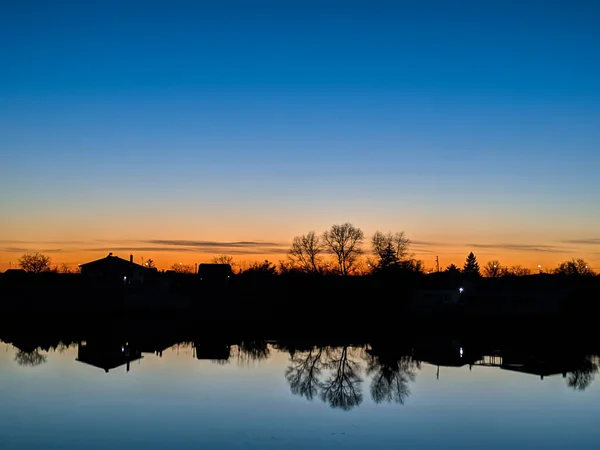 Natural Landscape Water Sunset Sunrise Water Beautiful River Lake Shore — Stock Photo, Image