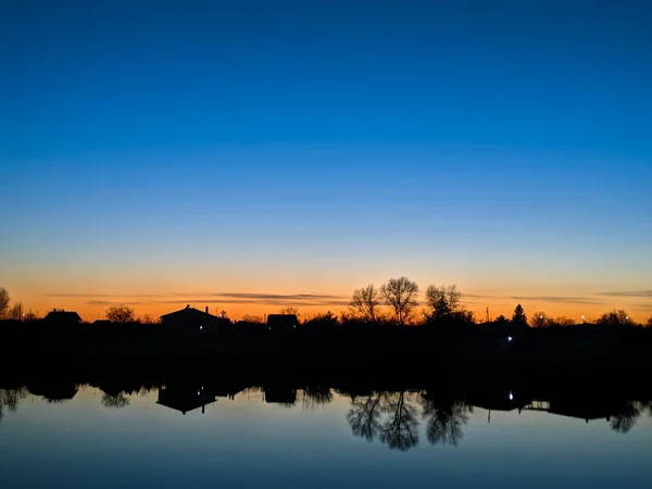 Natural Landscape Water Sunset Sunrise Water Beautiful River Lake Shore — Stock Photo, Image