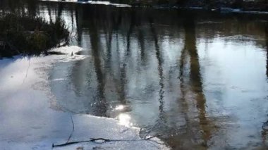 Suyla doğal manzara. Suda gün batımı ve gün doğumu. Güzel nehir. Shore Gölü. Sudaki yansıma. Su akışı. Rezervuarın kıyısında dinlenme.