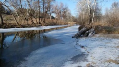 Suyla doğal manzara. Suda gün batımı ve gün doğumu. Güzel nehir. Shore Gölü. Sudaki yansıma. Su akışı. Rezervuarın kıyısında dinlenme.