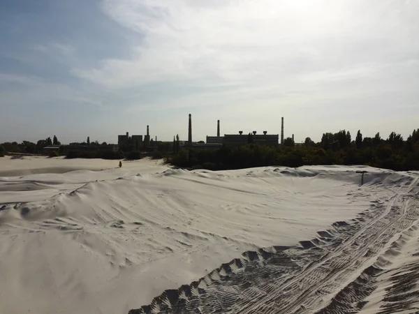 Wüste Weißer Sand Straße Der Wüste Dünen Sandkörner Weißer Quarzsand — Stockfoto