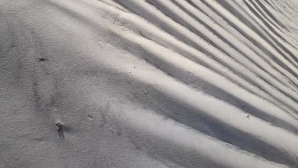 Wüste Weißer Sand Straße Der Wüste Dünen Sandkörner Weißer Quarzsand — Stockvideo