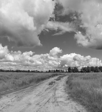 Yollu manzara. Uzağa giden bir yol. Dönüş yolu.
