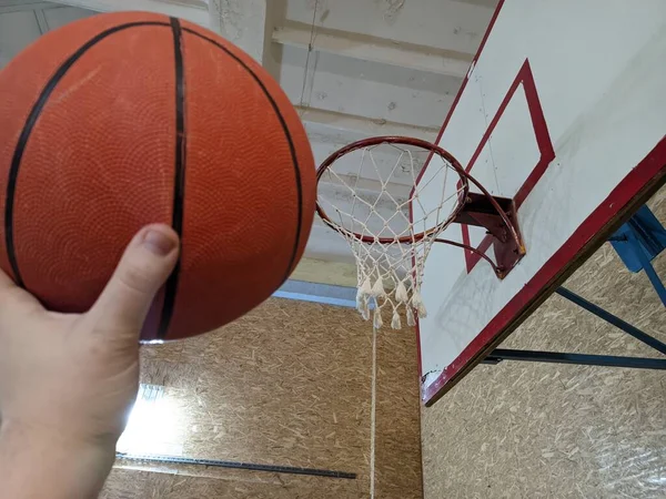 Basketbal Balsport Basketbalveld Basketbalspeler Bal Hand Basketbalveld Hoepel — Stockfoto