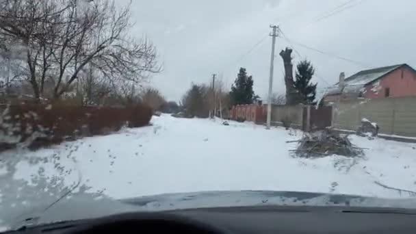 Auto Fahrer Hinterm Steuer Auto Fahren Reise Schlechte Straßen Mit — Stockvideo