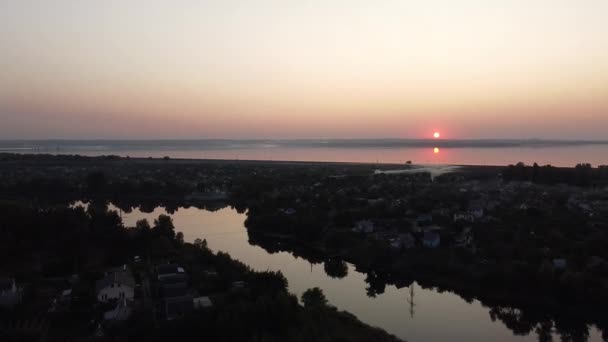 Paisagem Vídeo Sunset Dawn Cima Drone Vídeo Drone Voando Sobre — Vídeo de Stock