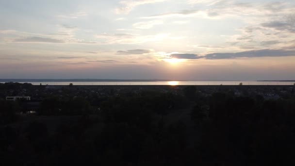 Landskap Video Sunset Dawn Från Ovan Drone Video Drone Flyger — Stockvideo