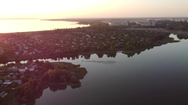 Krajina Video Západ Slunce Svítání Seshora Drone Video Dron Létání — Stock video