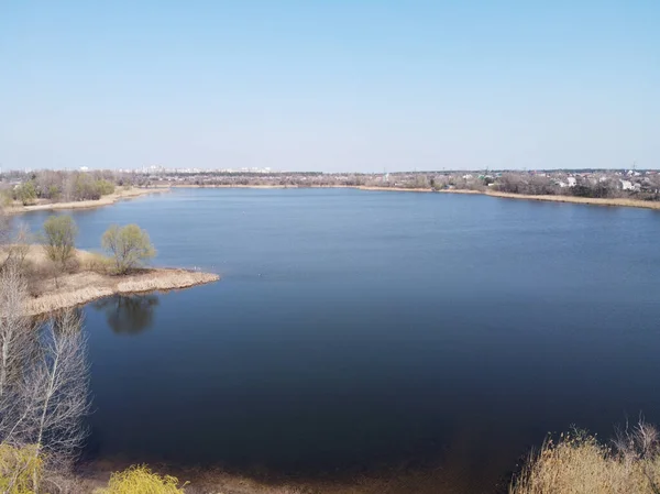 Paysage Avec Eau Haut Vue Aérienne Plage Sable Océan Avec — Photo