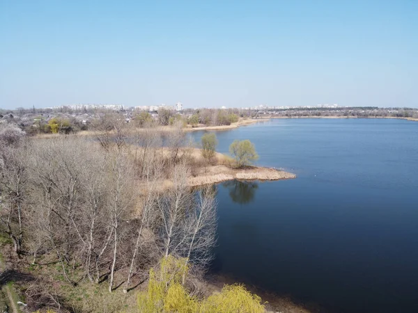 Paysage Avec Eau Haut Vue Aérienne Plage Sable Océan Avec — Photo