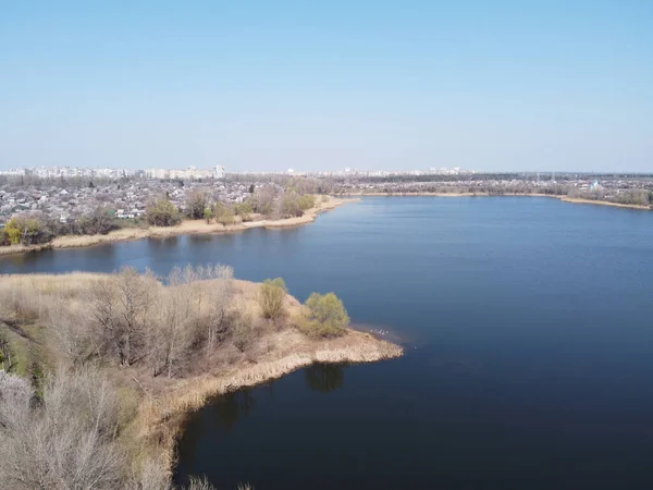 Paysage Avec Eau Haut Vue Aérienne Plage Sable Océan Avec — Photo