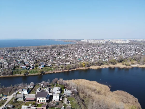 Landschap Met Water Van Boven Uitzicht Vanuit Lucht Zandstrand Oceaan — Stockfoto