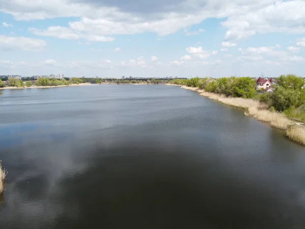 Landschap Met Water Van Boven Uitzicht Vanuit Lucht Zandstrand Oceaan — Stockfoto