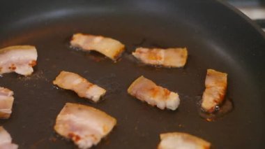Kızarmış domuz. Kızartma tavasında domuz yağı. Pastırmayı kızartma tavasında kızarttım. Kızarmış pastırma. Katmanlı domuz yağı. Tavada kızarmış domuz yağı..