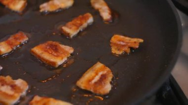 Kızarmış domuz. Kızartma tavasında domuz yağı. Pastırmayı kızartma tavasında kızarttım. Kızarmış pastırma. Katmanlı domuz yağı. Tavada kızarmış domuz yağı..