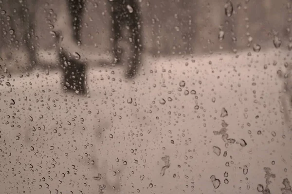 Snow Melts Glass Snowflakes Glass Car Raindrops Glass Window Wet — Stock Photo, Image