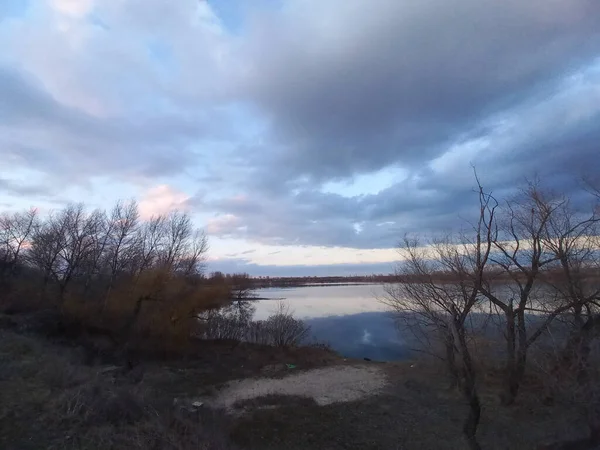 Beautiful Landscape Water Sky Reflection Water Evening Landscape River — Stock Photo, Image