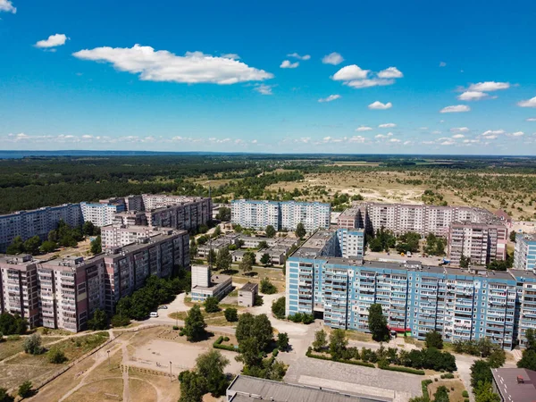 Paysage Urbain Drone Maisons Haut Vue Sur Ville Oeil Oiseau — Photo