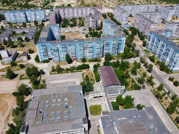 Stadsbilden Från Drönaren Hus Uppifrån Utsikt Över Staden Från Fågelperspektiv — Stockfoto