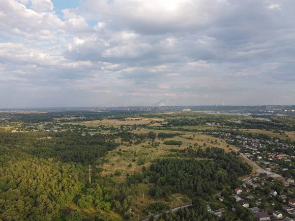 Ansicht Von Oben Drohnenlandschaft Ukraine Schöne Landschaft Von Oben Einfach — Stockfoto