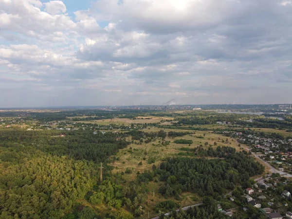 Bovenaanzicht Veld Drone Landschap Oekraïne Prachtig Landschap Van Bovenaf Duidelijk — Stockfoto