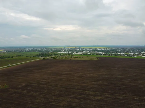 Campo Visão Superior Paisagem Drone Ucrânia Bela Paisagem Cima Simples Imagens Royalty-Free