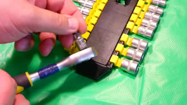 Wrench Tool Tools Head Crank Ratchet Imbus Keys Screwdrivers Octahedrons — Stock Video