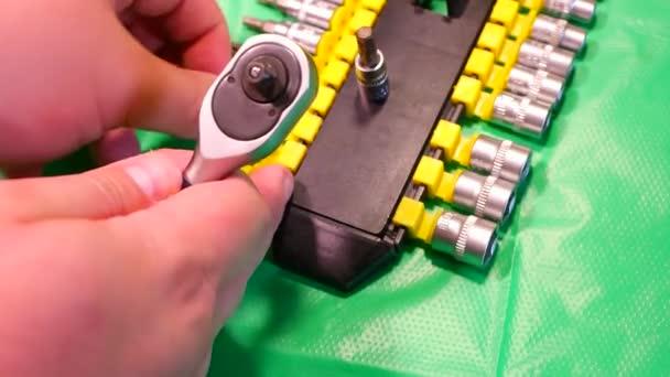 Wrench Tool Tools Head Crank Ratchet Imbus Keys Screwdrivers Octahedrons — Stock Video