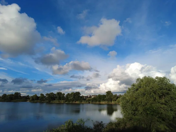Prachtig Landschap Met Water Wolken Oekraïne Oekraïense Landschap Prachtig Avondlandschap — Stockfoto