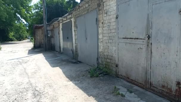 Alte Garagen Garagengemeinschaft Viele Garagen Ukraine Ukrainische Gebäude Sowjetische Bauten — Stockvideo