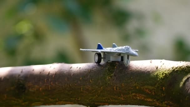 Toy Fighter Aircraft Combat Aircraft Aviation Plane Crash Wings Turbines — 图库视频影像