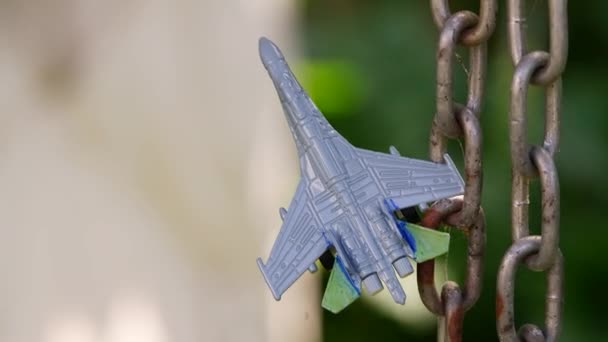 Toy Fighter Aircraft Combat Aircraft Aviation Plane Crash Wings Turbines — Stockvideo