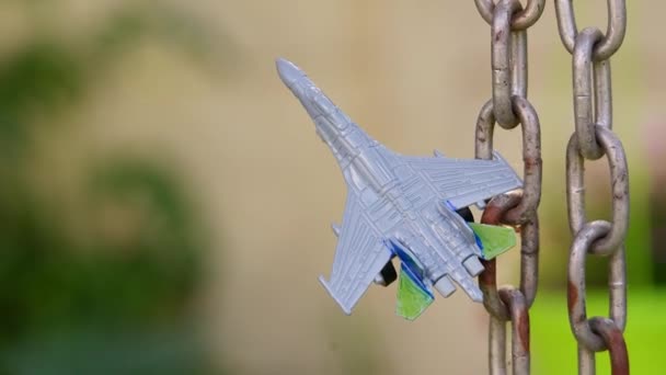 Toy Fighter Aircraft Combat Aircraft Aviation Plane Crash Wings Turbines — 图库视频影像