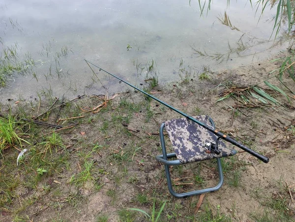 Man Fishing River First Person Fishing Fisherman Rod Spinning Reel — Fotografia de Stock