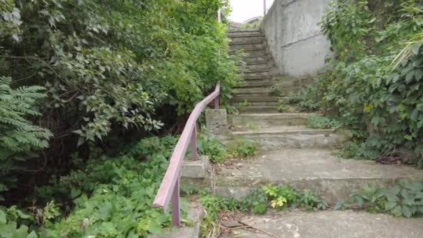 Old Concrete Stairs Granite Stairs Steps Background Construction Detail Park — ストック動画