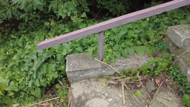 Old Concrete Stairs Granite Stairs Steps Background Construction Detail Park — Stockvideo