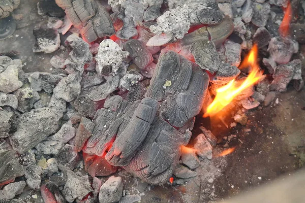 Gray Ash Coals Fire Ashes Coals Smoke Burnt Firewood Fire — стоковое фото